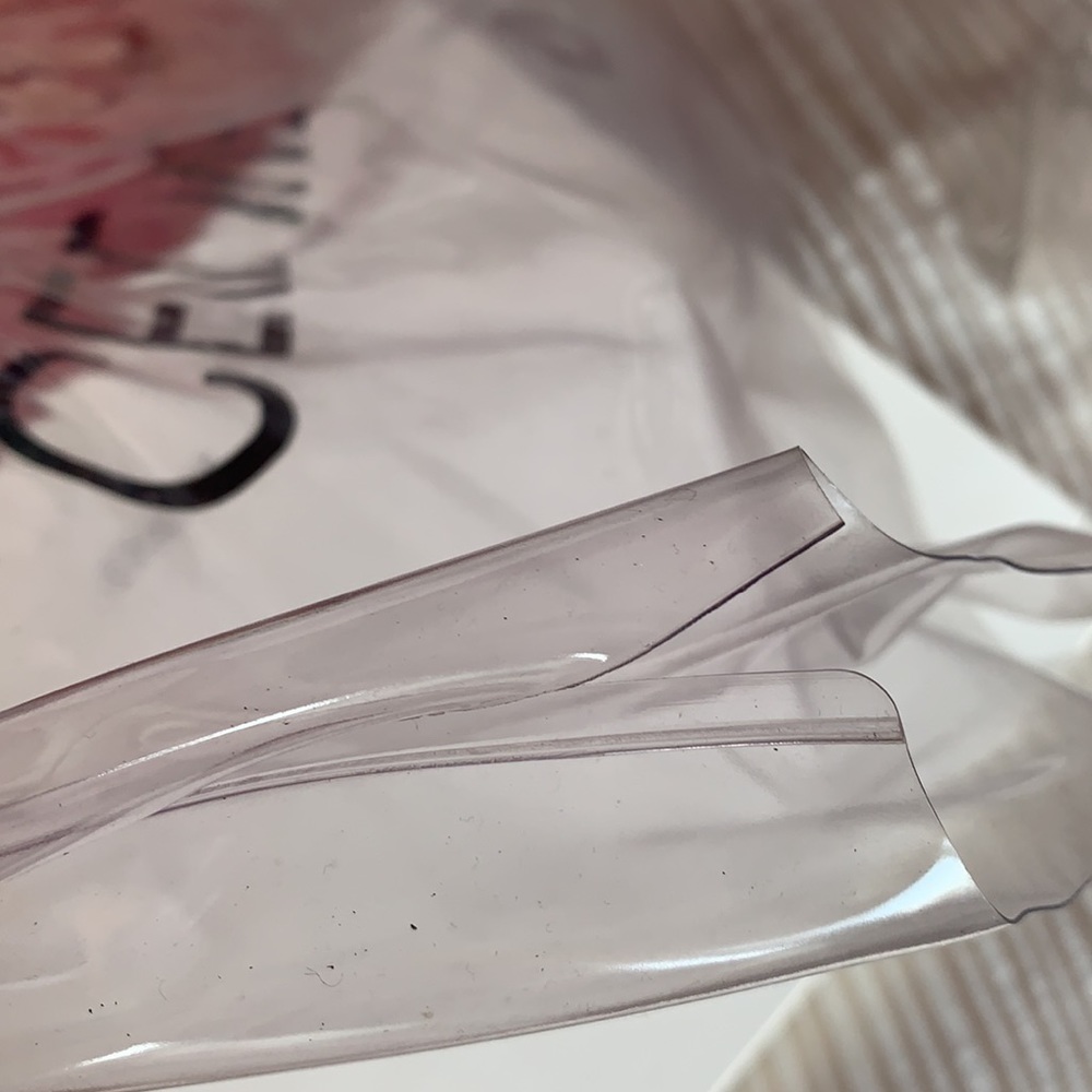 Celine Clutch Pouch rose leather&clear pvc tote - Picture 14 of 16